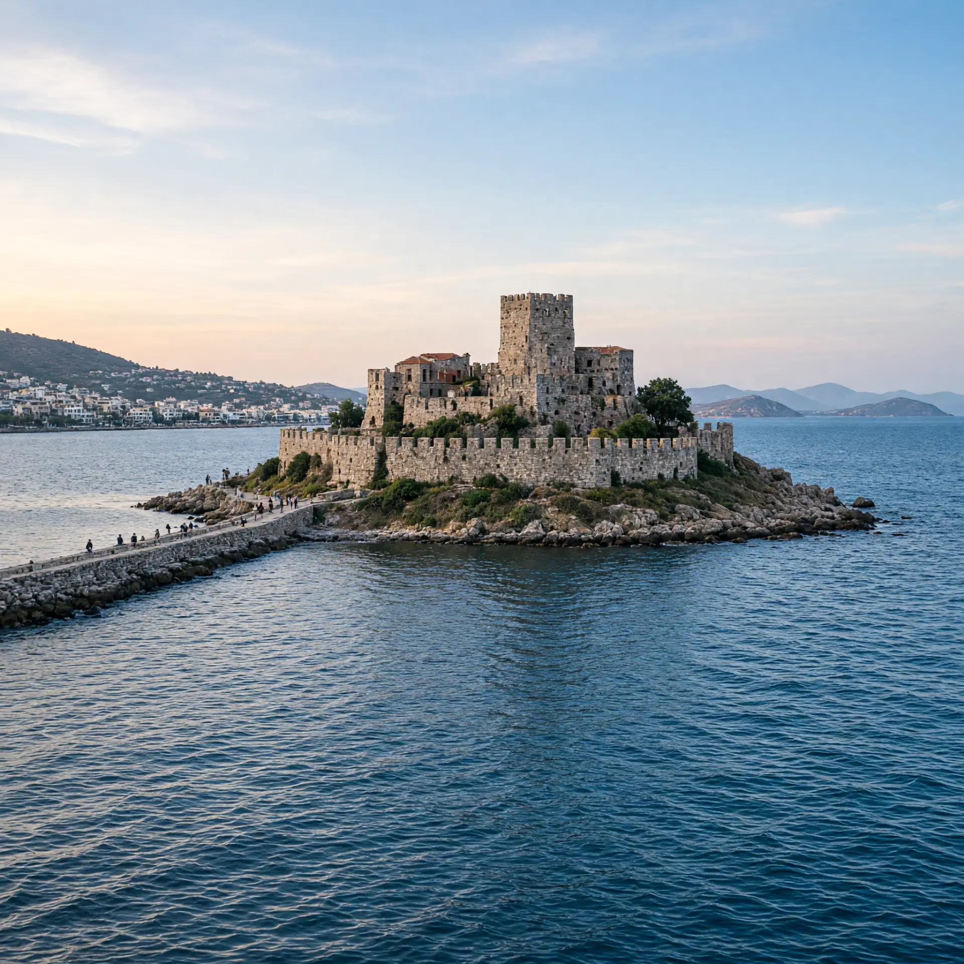 Eilandje met kasteel aan de haven van Kusadasi