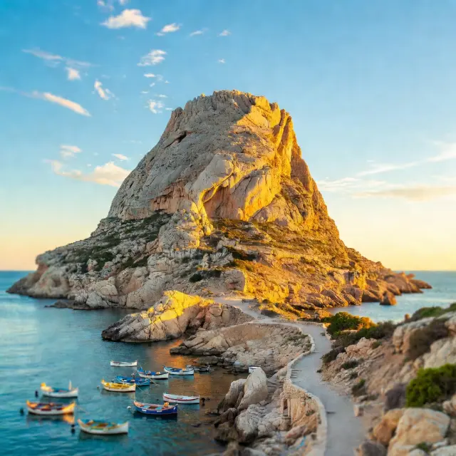 Peñón de Ifach rots die 332 meter boven de Middellandse Zee uittorent in Calpe, ideaal voor een actieve vakantie Benidorm en wandelingen langs de Costa Blanca