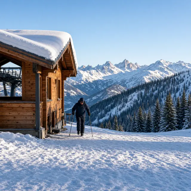 Dorp Campitello di Fassa met kabelbaan naar Col Rodella en besneeuwde Dolomietentoppen op de achtergrond