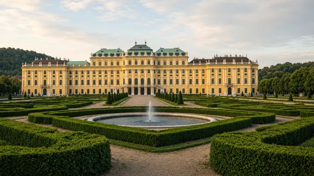 Het paleis Schönbrunn in Wenen met de tuinen en de fonteinen