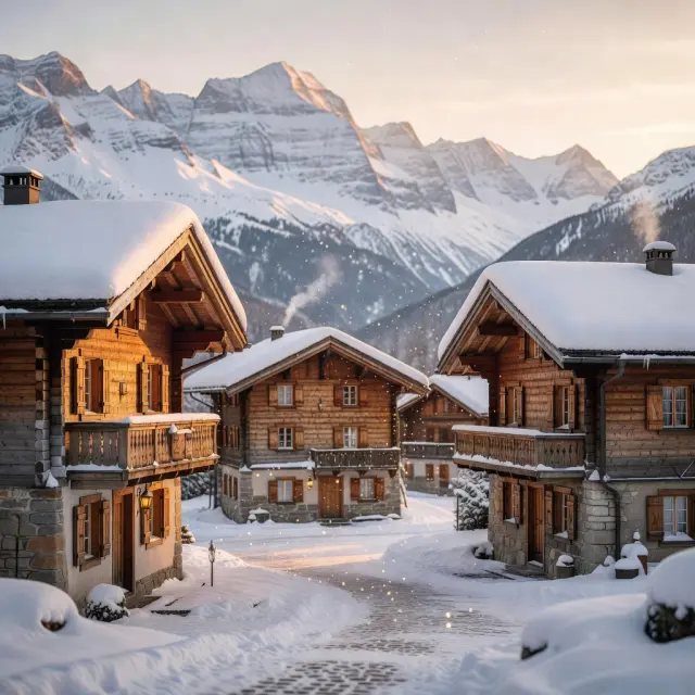 Het charmante bergdorp Neukirchen met traditionele Oostenrijkse chalets, gondel van de Wildkogelbahn en winterse alpenbergen op de achtergrond
