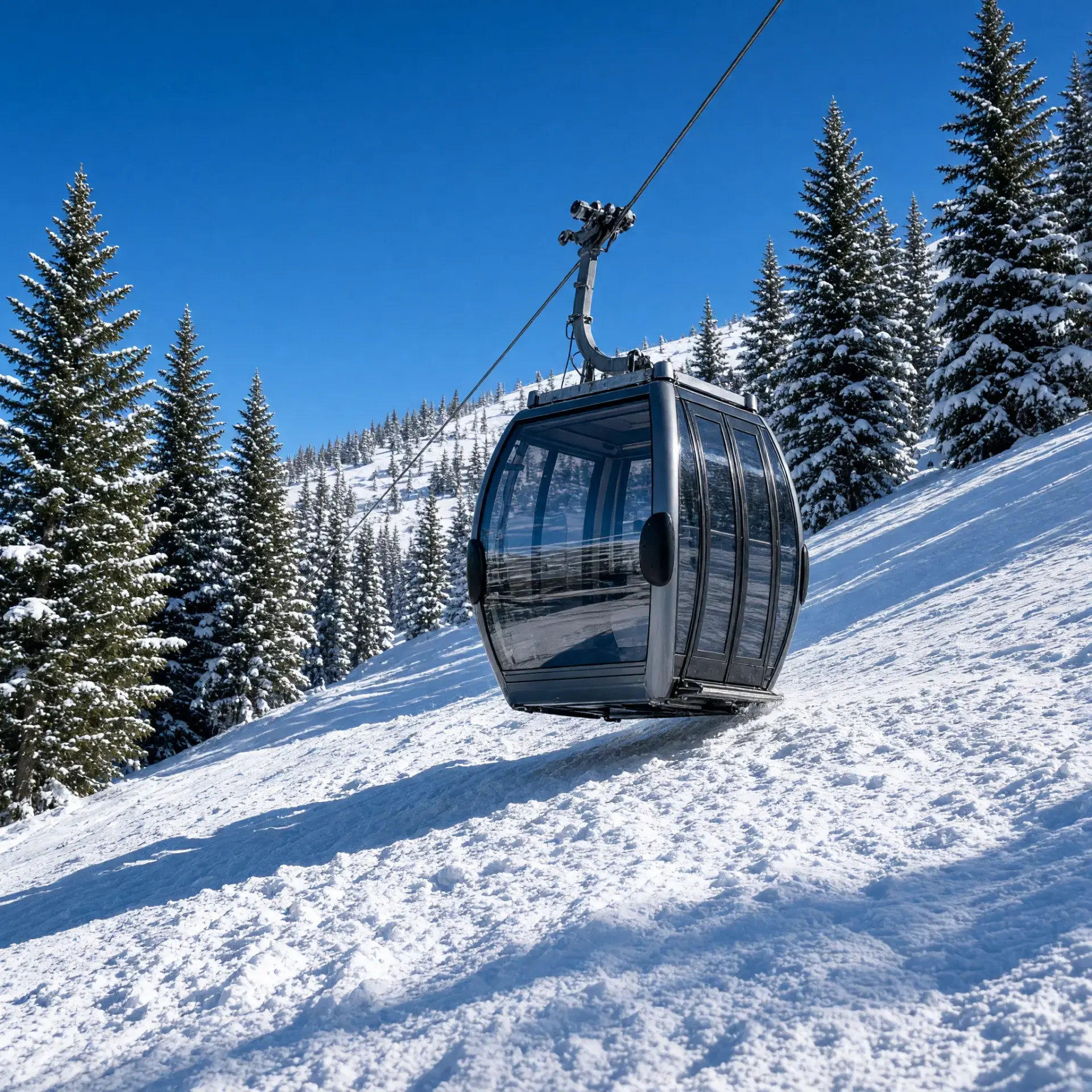 Moderne gondel naar de bergtoppen