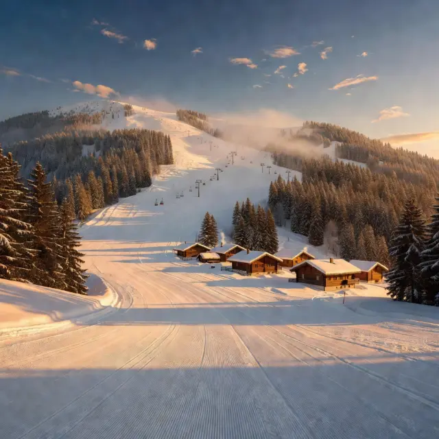 Panoramisch uitzicht over de besneeuwde pistes van het Zillertal skigebied in Oostenrijk met moderne skiliften, bergtoppen en authentieke chalets in de vallei