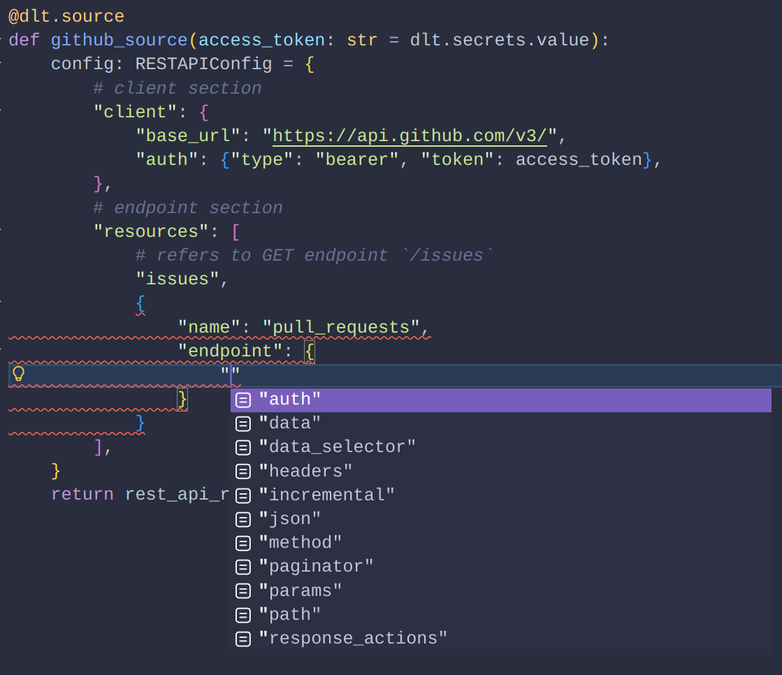 rest api config completion suggestion