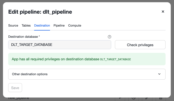 destination settings