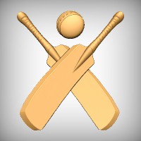 Crossed Cricket Bats and Ball