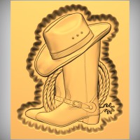 Cowboy Boots, Hat and Rope