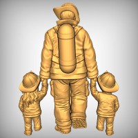 Firefighter and Children