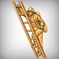 Firefighter Climbing Ladder