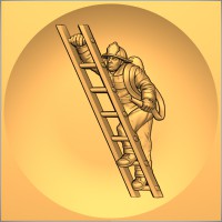 Firefighter Climbing Ladder