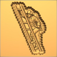 Firefighter Climbing Ladder