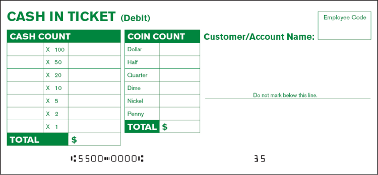 Cash In Ticket (Debit) Blank