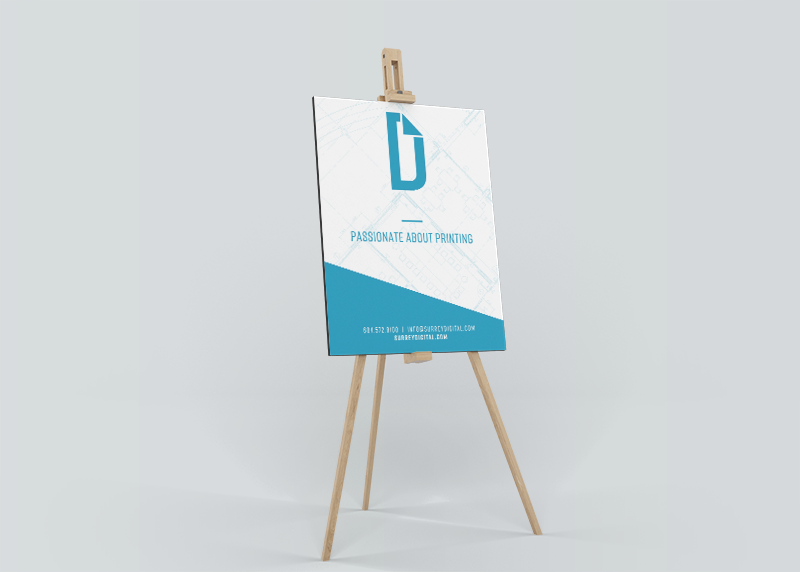 Premium PSD  Poster easel stand mockup front view