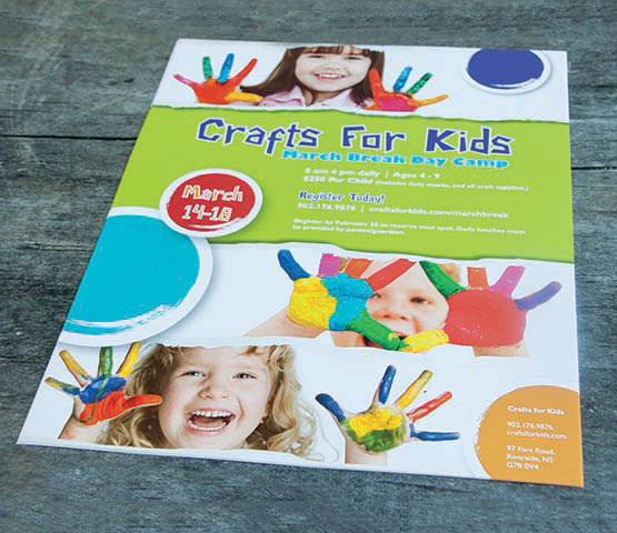 Colourful flyer for Crafts for Kids.