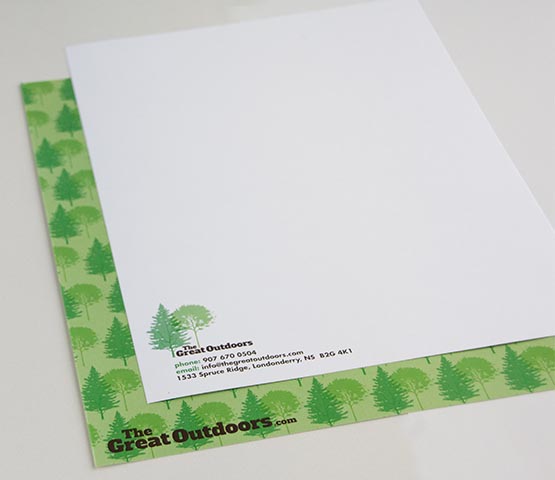 Letterhead for The Great Outdoors.