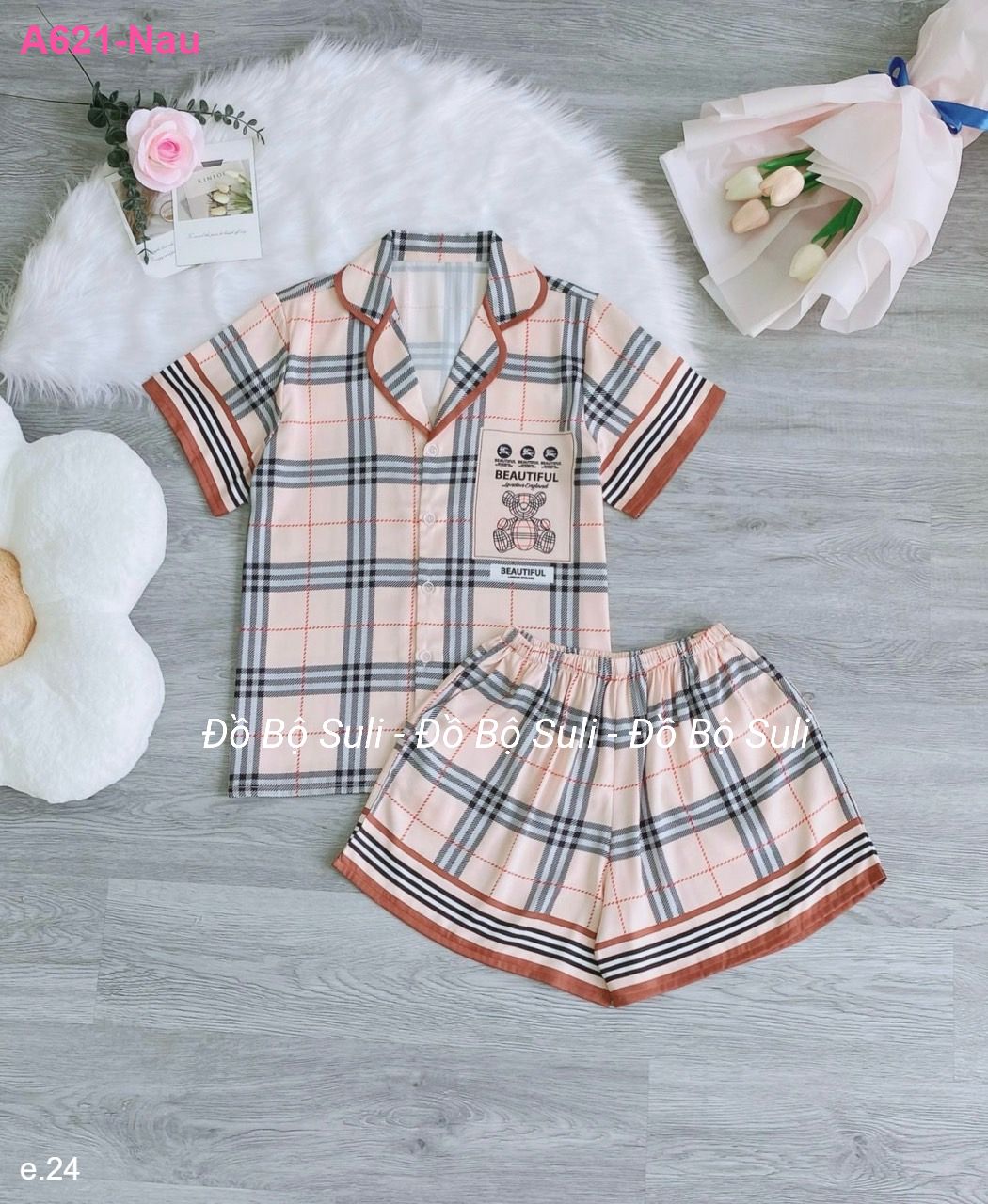 Bộ Đùi Pijama Lụa Latin - màu 