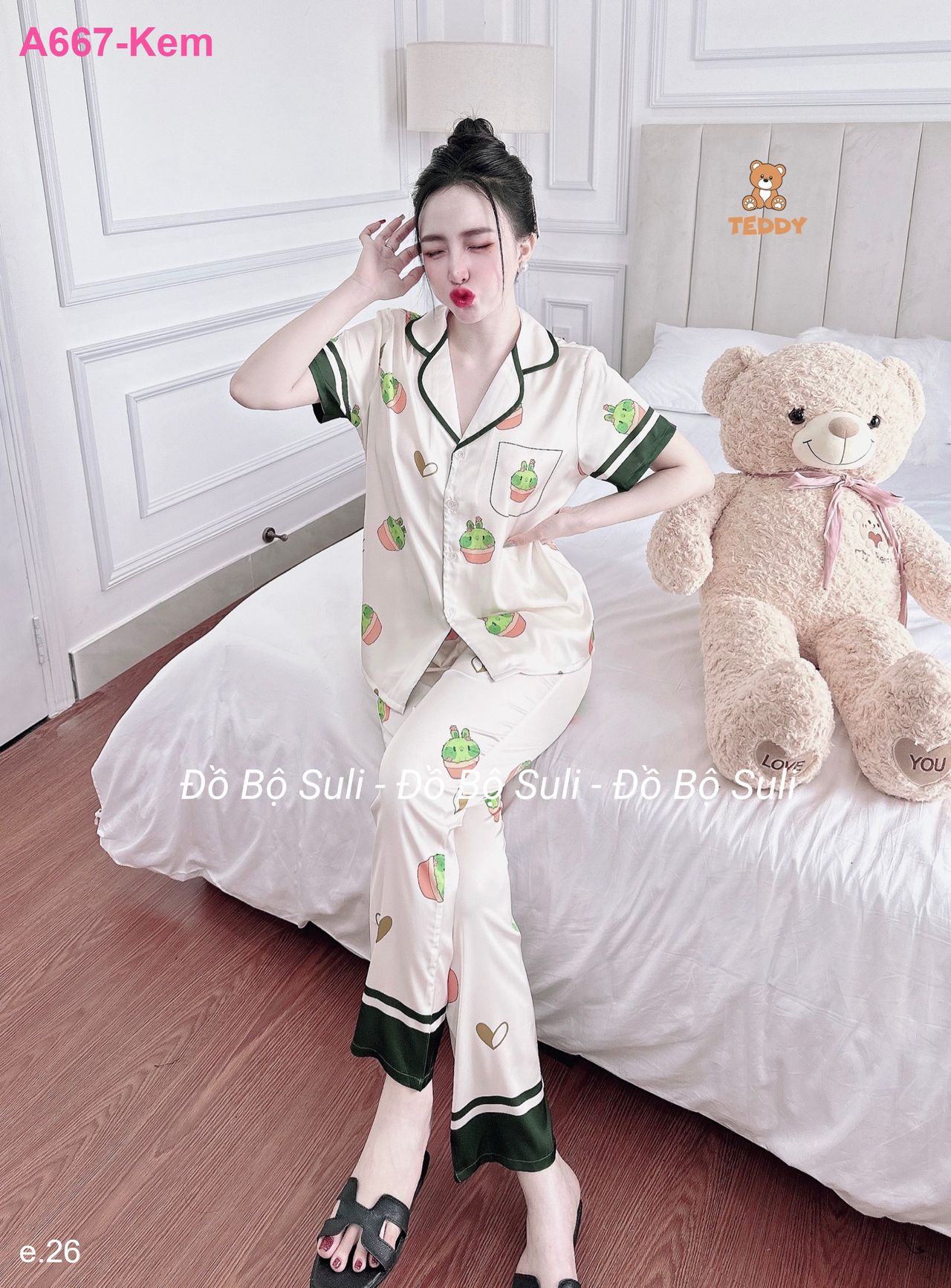 Bộ Dài Pijama Tnqd Lụa Latin - màu 