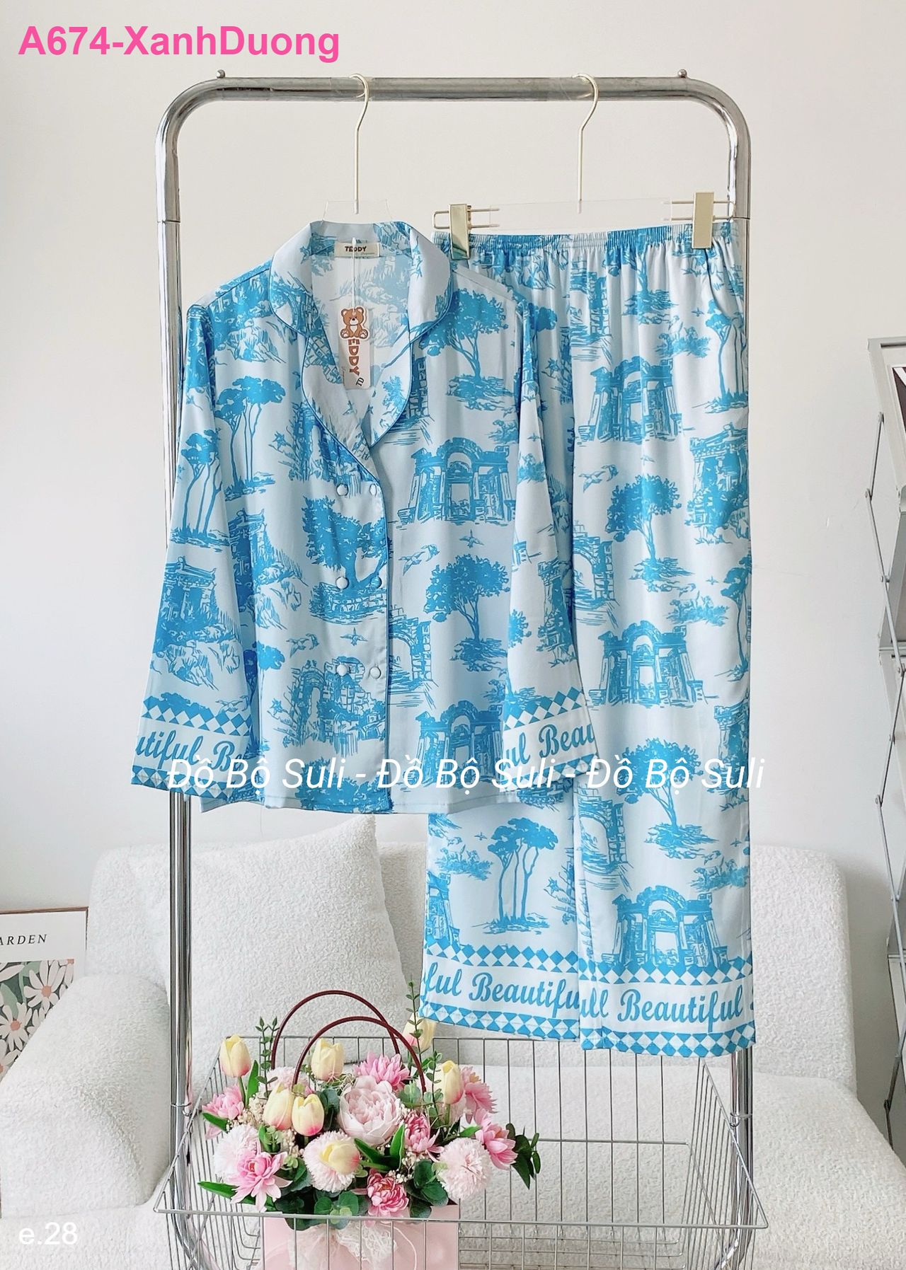 Bộ Dài Pijama Tay Dài Lụa Latin - màu 