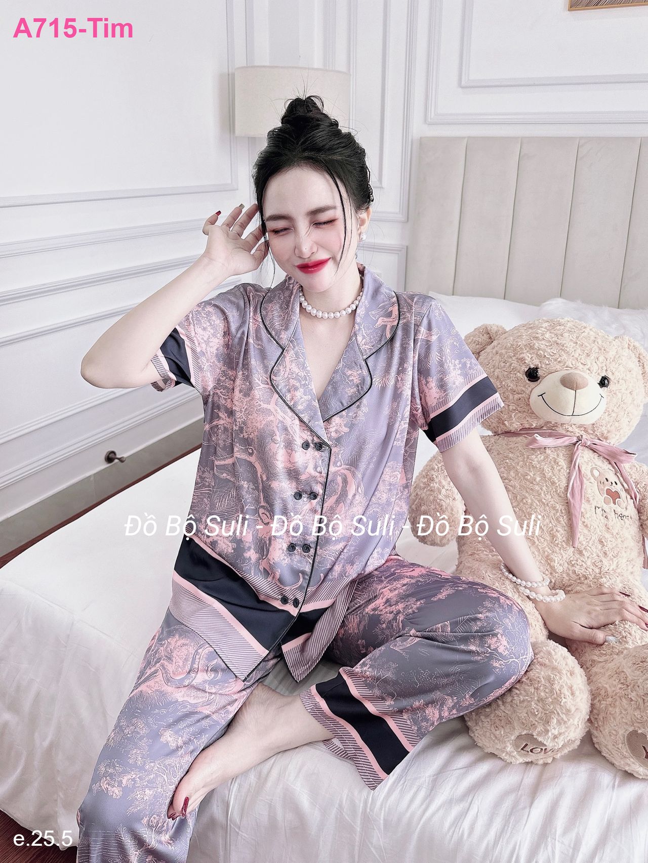 Bộ Dài Pijama Tnqd Lụa Latin - màu 