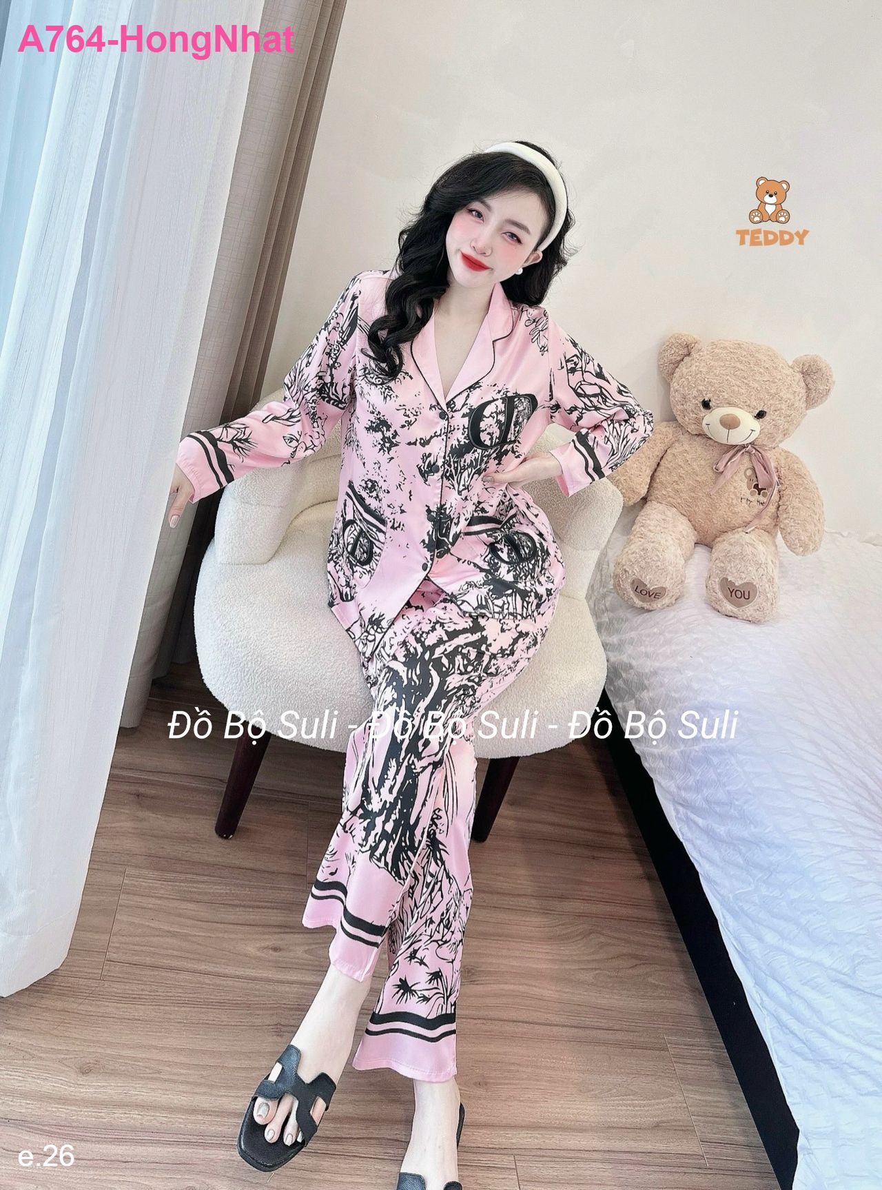 Bộ Dài Pijama Tay Dài Lụa Latin - màu 