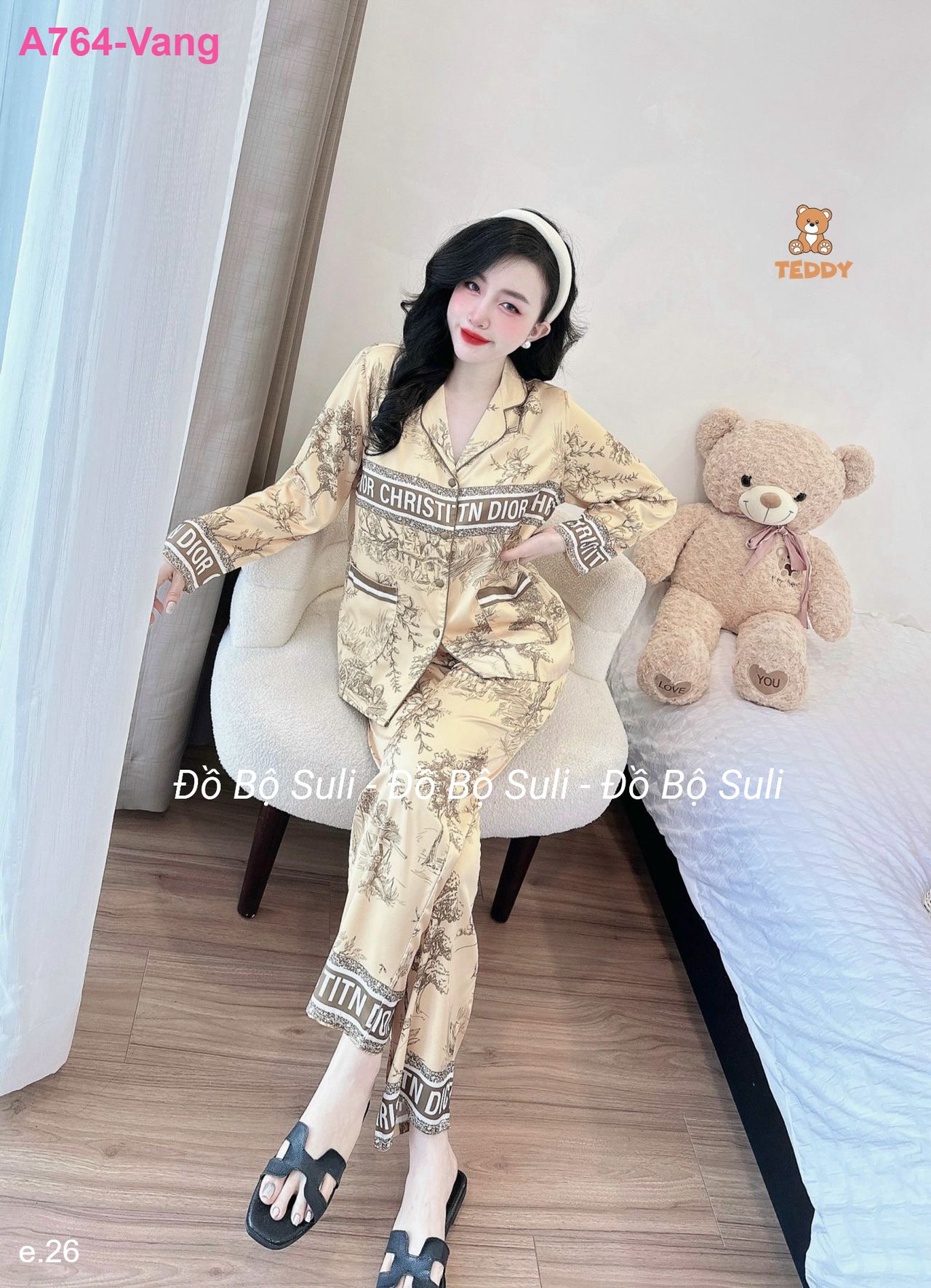 Bộ Dài Pijama Tay Dài Lụa Latin - màu 