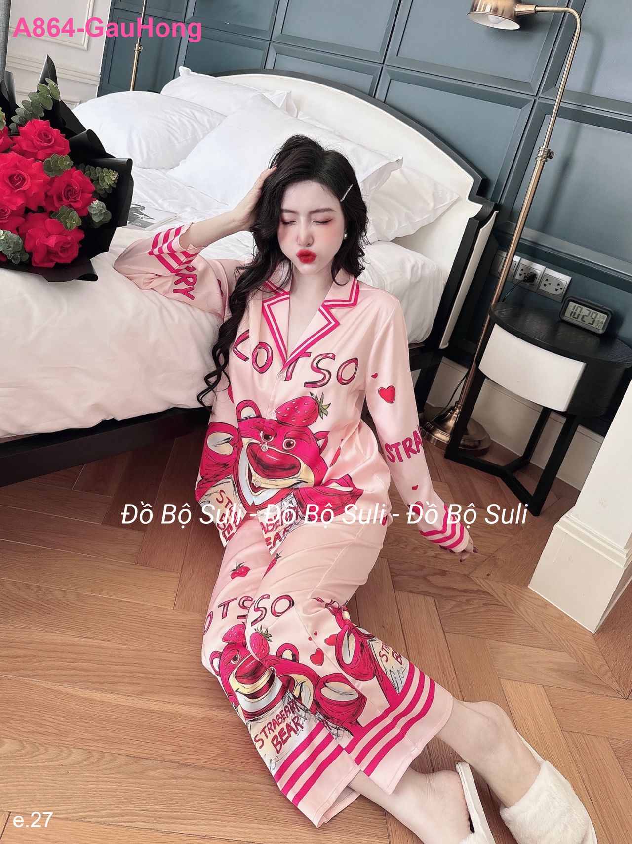 Bộ Dài Pijama Tay Dài Lụa Latin - màu 