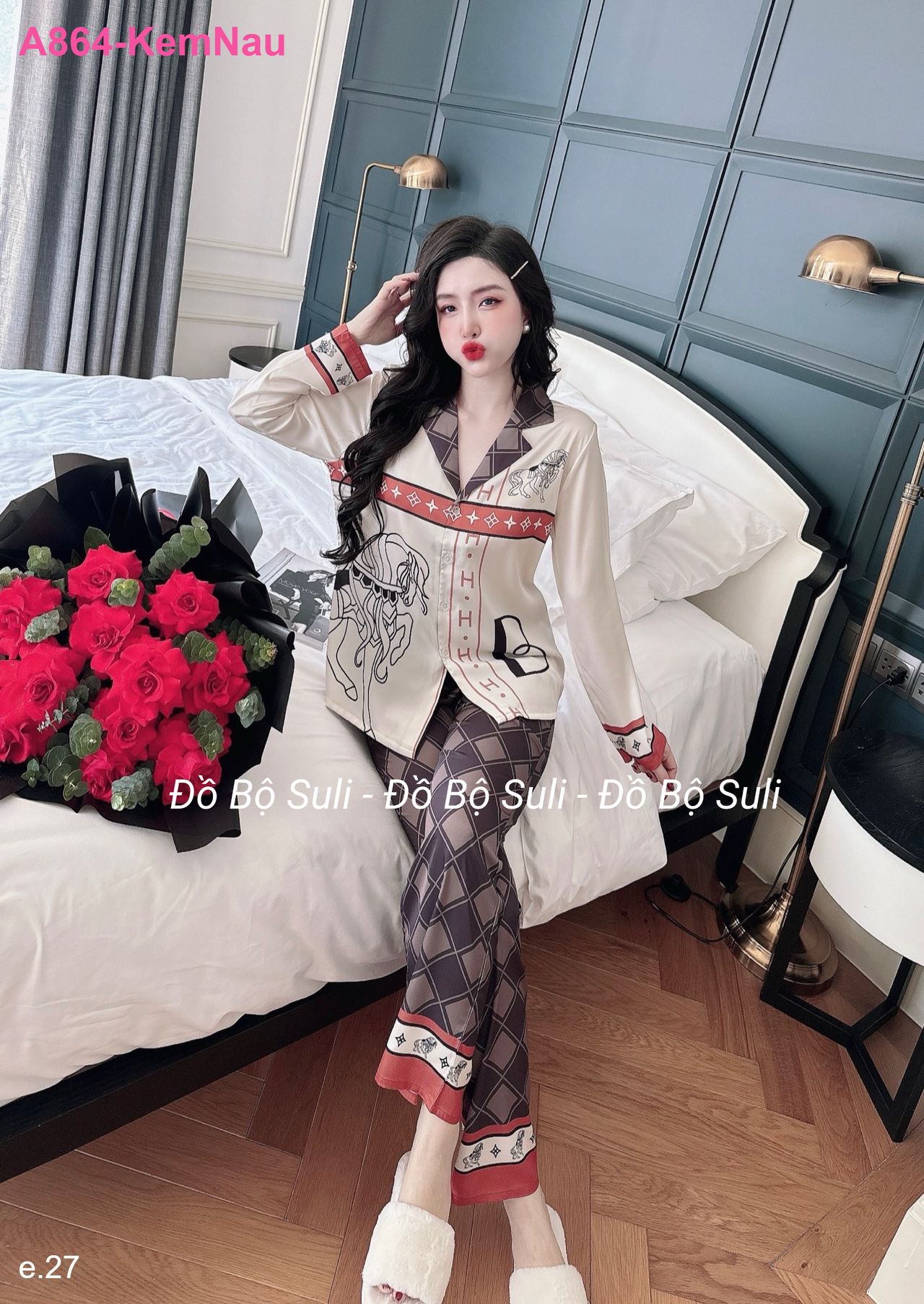 Bộ Dài Pijama Tay Dài Lụa Latin - màu 