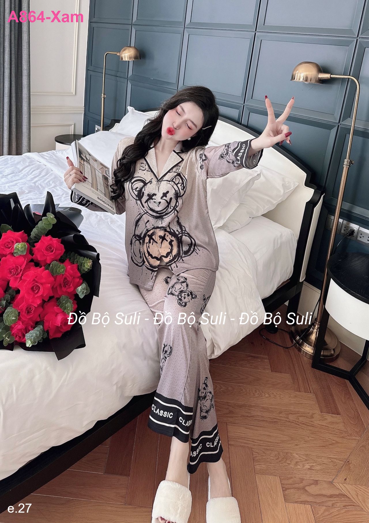 Bộ Dài Pijama Tay Dài Lụa Latin - màu 