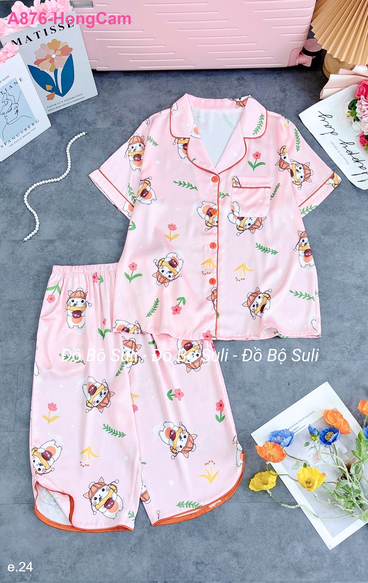 Bộ Lửng Pijama Lụa Latin - màu 