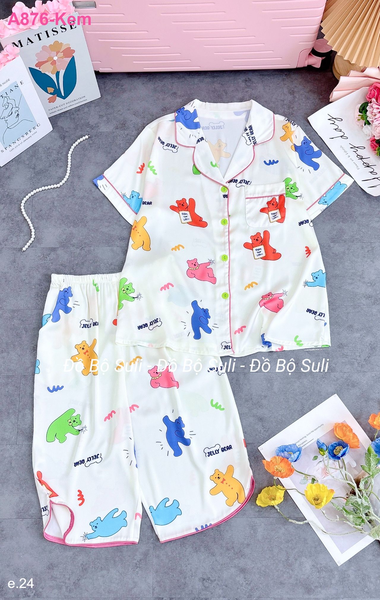 Bộ Lửng Pijama Lụa Latin - màu 