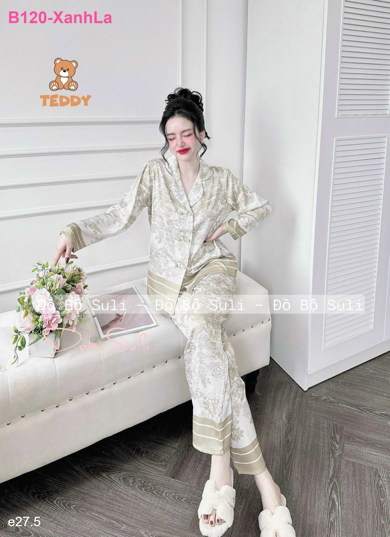 Bộ Dài Pijama Tay Dài Lụa Latin - màu 