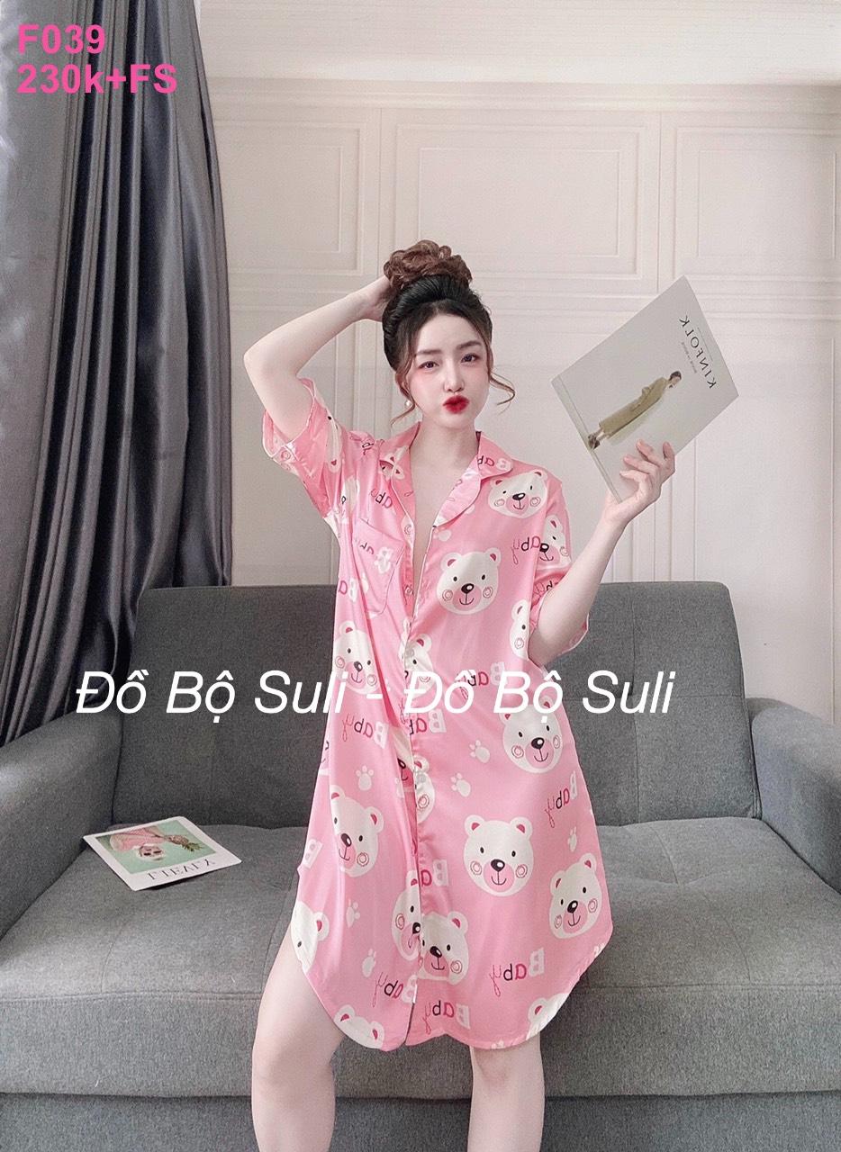 Đầm ngủ lụa pijama kiểu dáng sơ mi chất đẹp