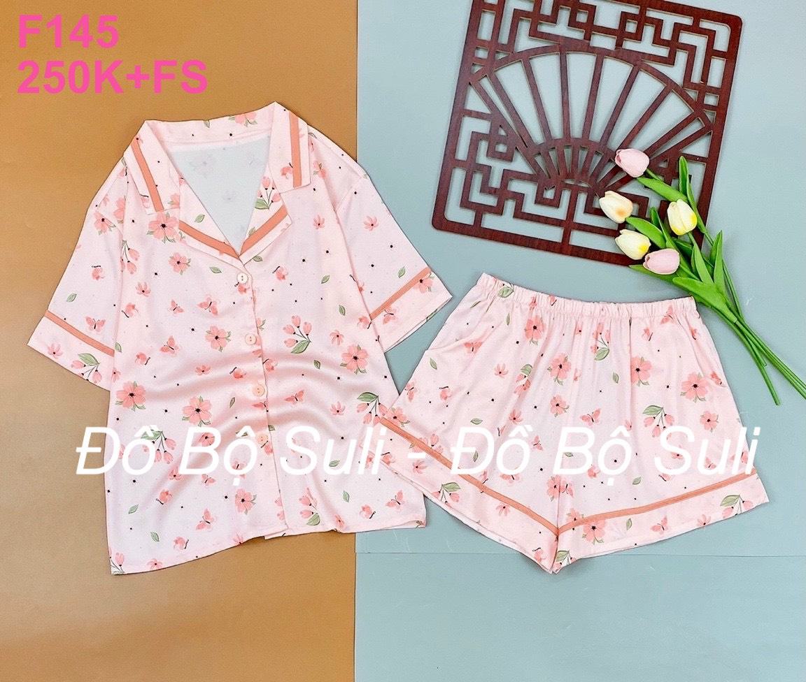 Pijama Nữ Tơ Tằm Cao Cấp Đùi Hoạ Tiết Dễ Thương - màu 