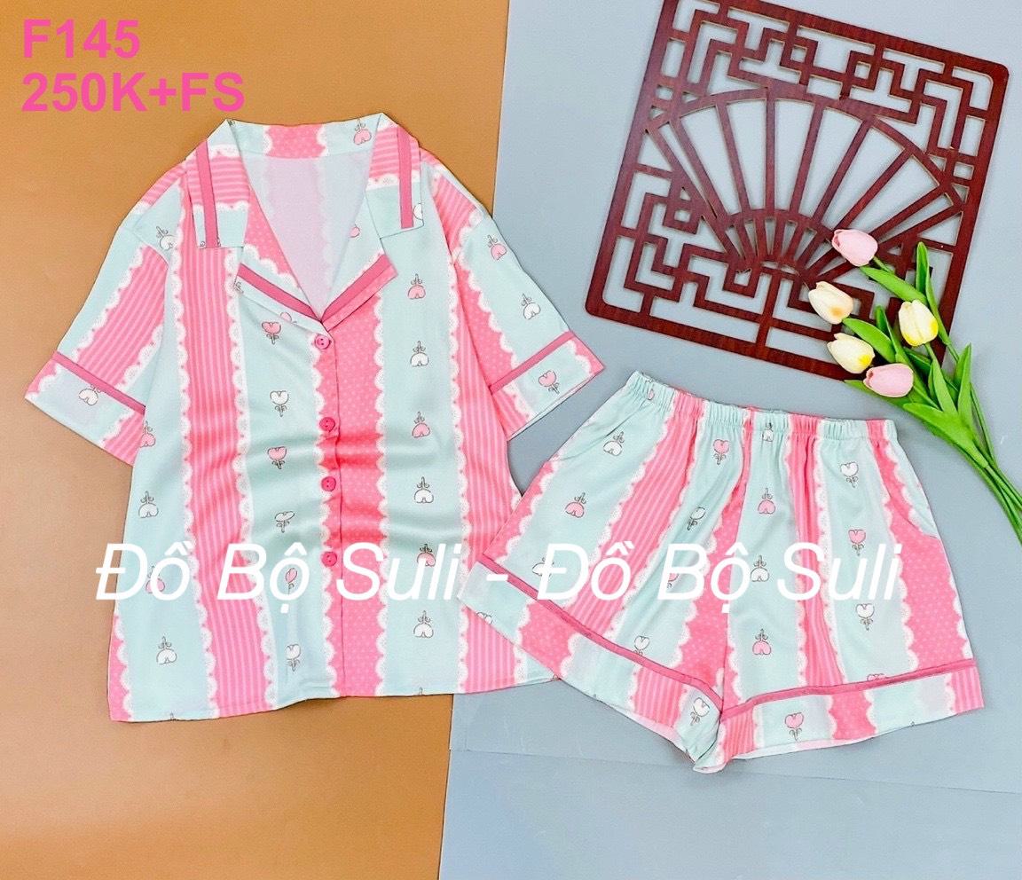 Pijama Nữ Tơ Tằm Cao Cấp Đùi Hoạ Tiết Dễ Thương - màu 