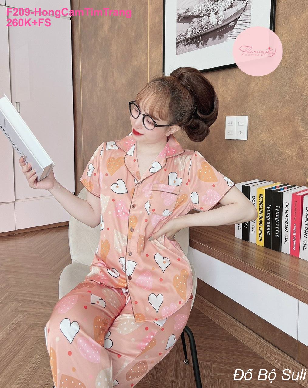 Pijama Lụa Latin Dài Hàng Thiết Kế - màu 