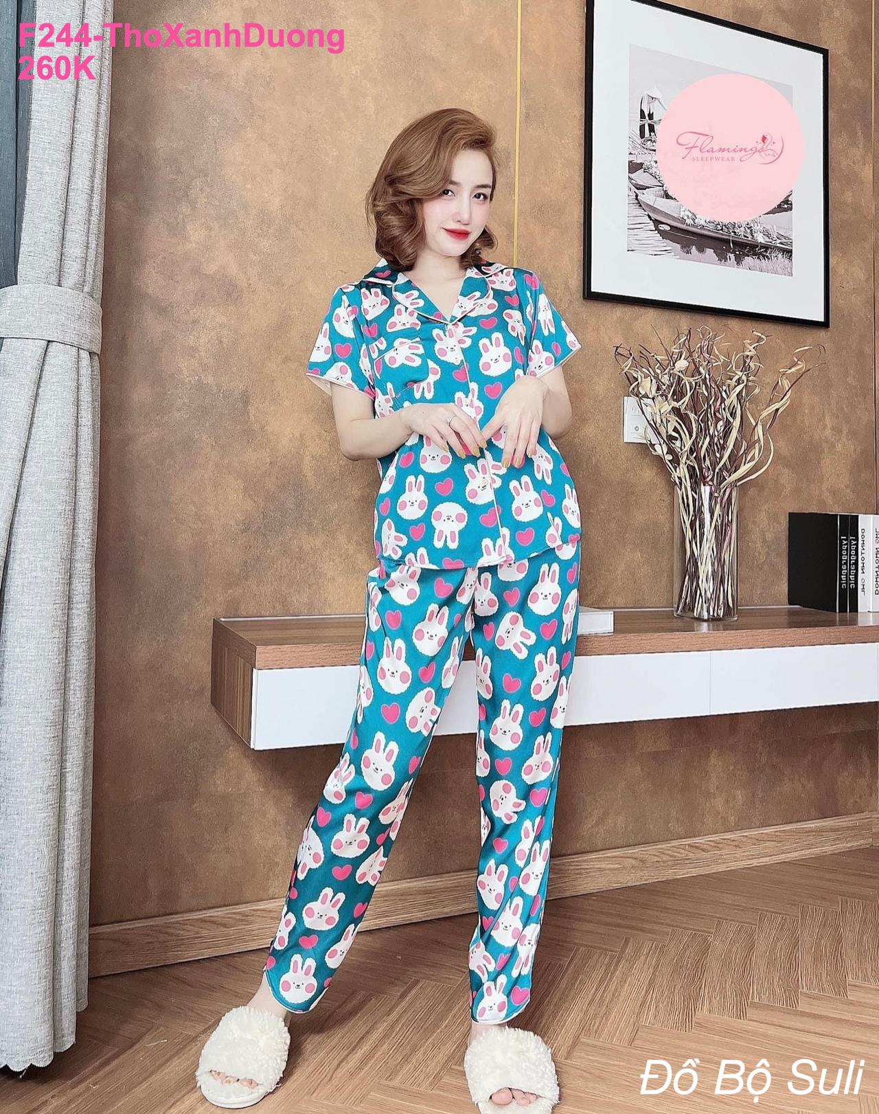 Đồ Bộ Pijama Latin Dài Họa Tiết Dễ Thương - màu 