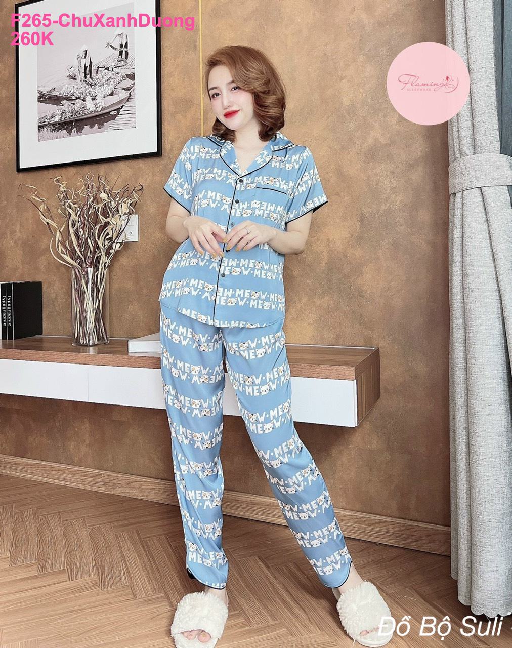 Pijama Lụa Latin Dài Hàng Thiết Kế - màu 