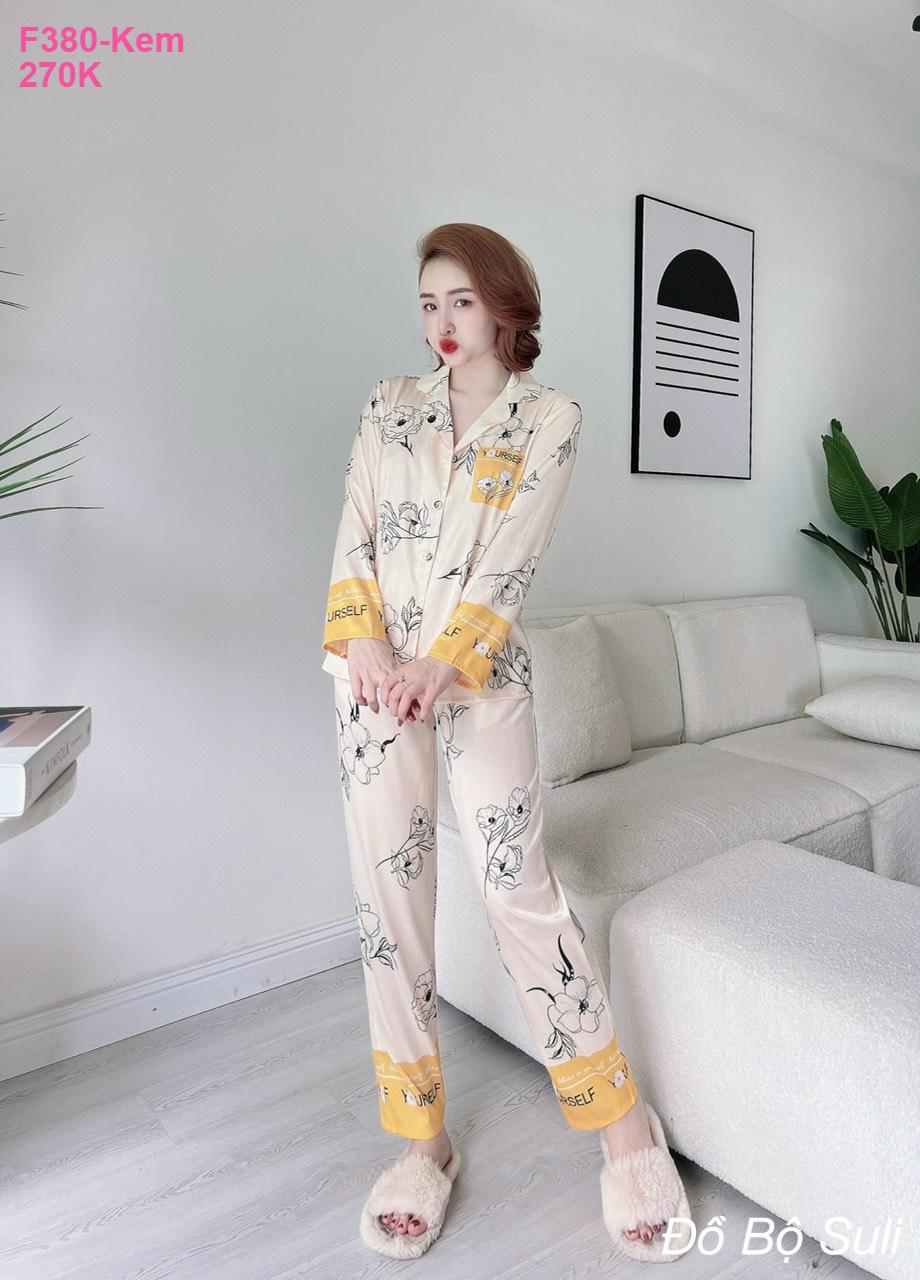 Pijama Nữ Lụa Xước Áo Tay Dài - màu 