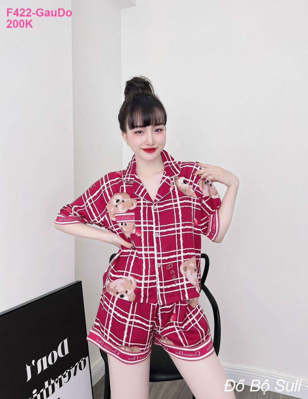 Pijama Lụa Xước Đùi Họa Tiết Dễ Thương - màu 