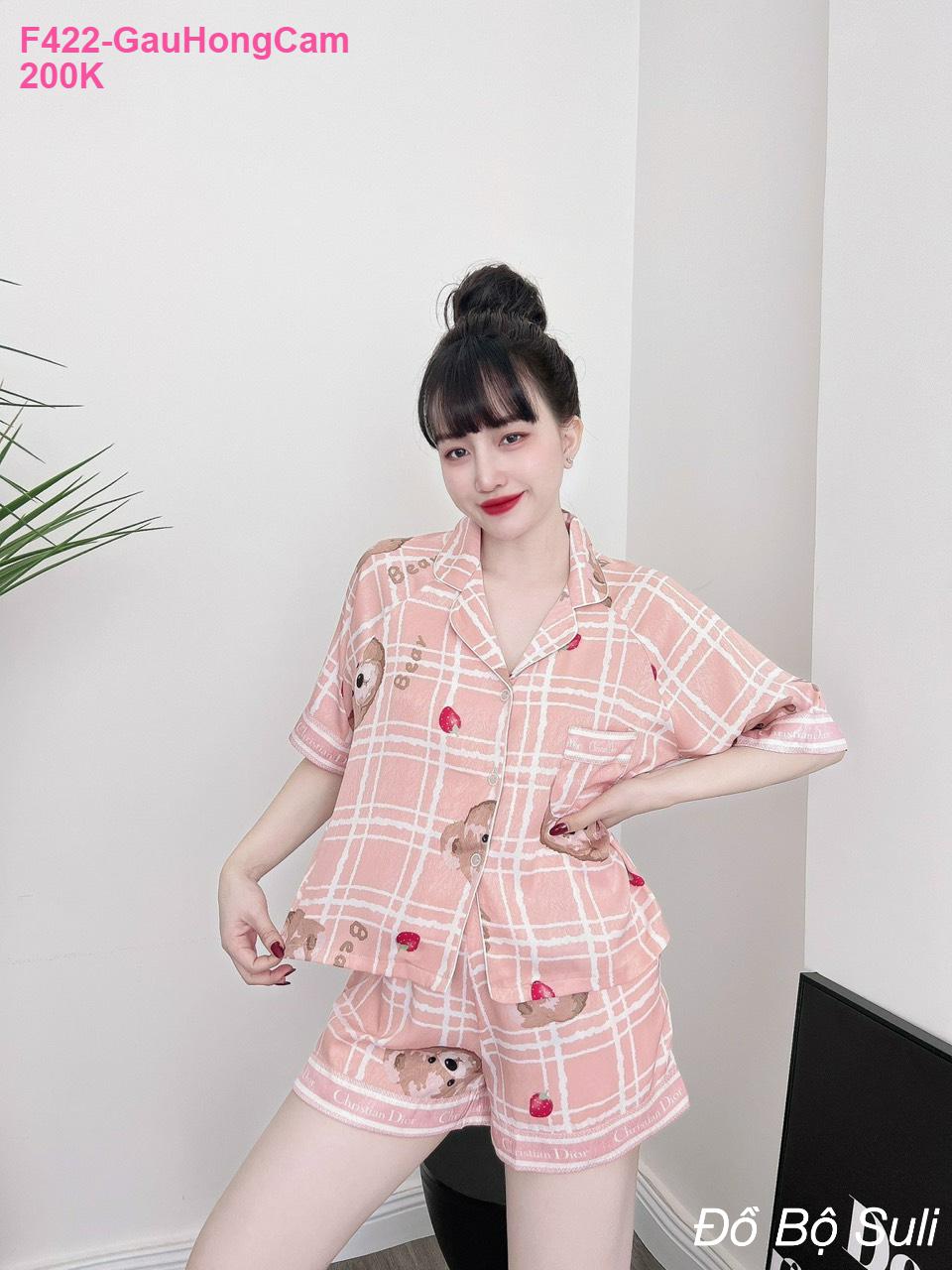 Pijama Lụa Xước Đùi Họa Tiết Dễ Thương - màu 