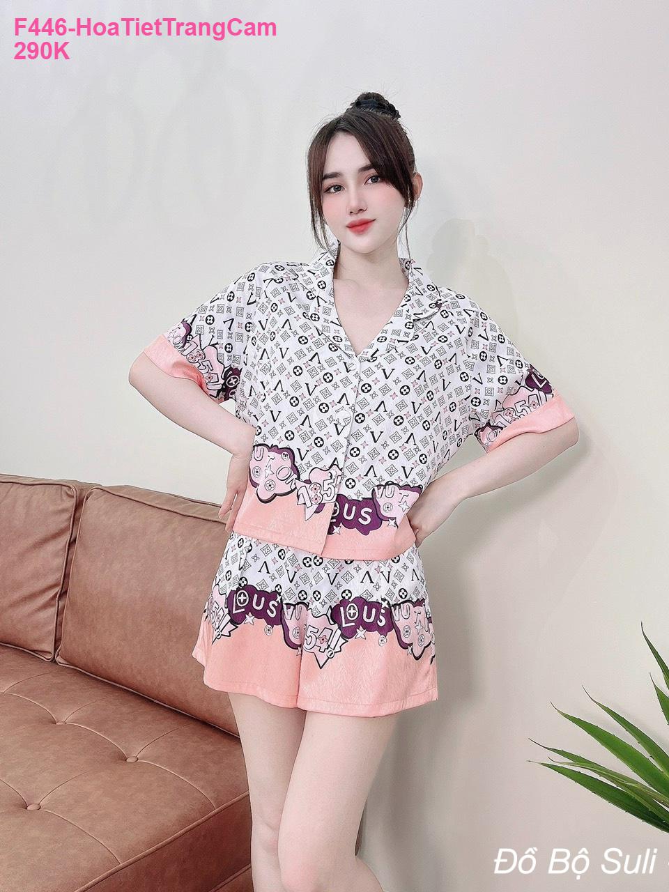 Pijama Lụa Xước Cao Cấp Áo CropTop Quần Đùi - màu 