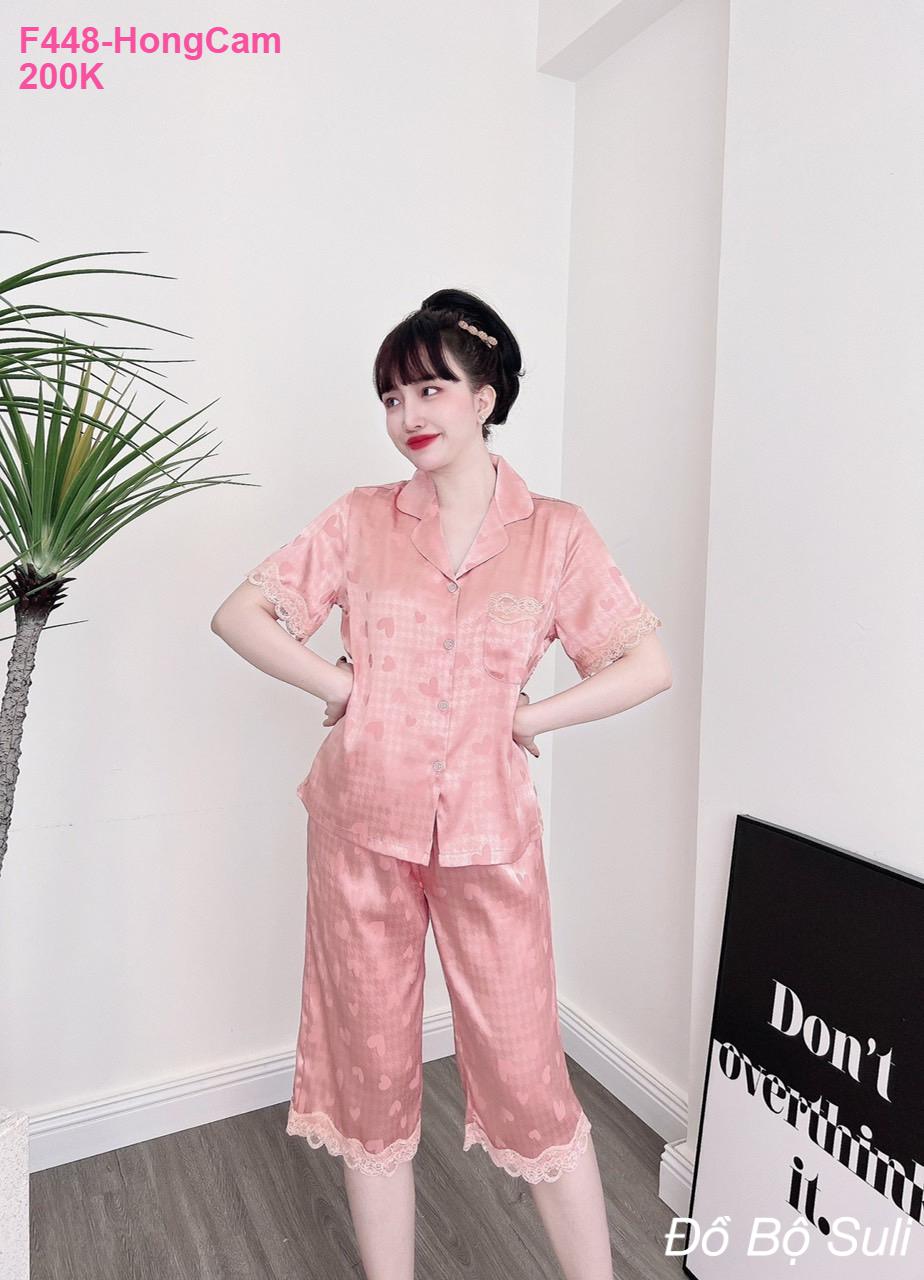 Pijama Lụa Xước Lửng Phối Ren - màu 