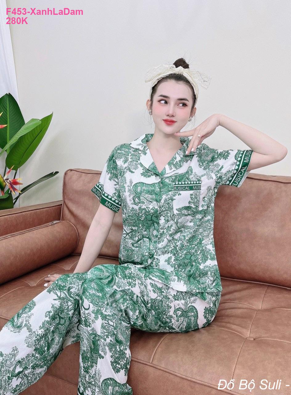 Pijama Nữ Lụa Xước Cao Cấp Quần Dài  - màu 