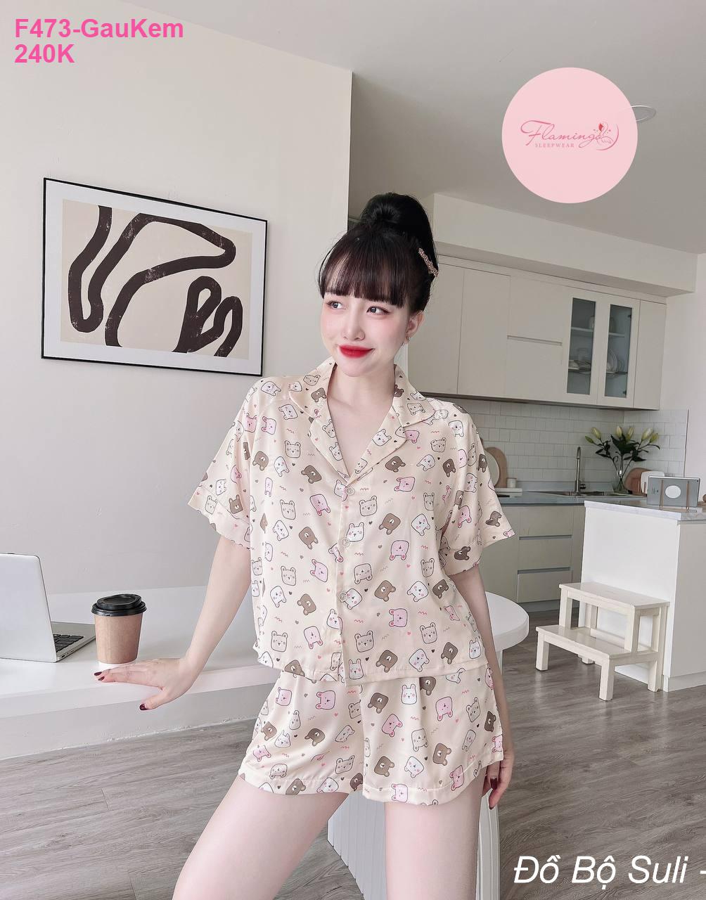 Pijama Nữ Latin Áo Crop Quần Đùi Dễ Thương - màu 