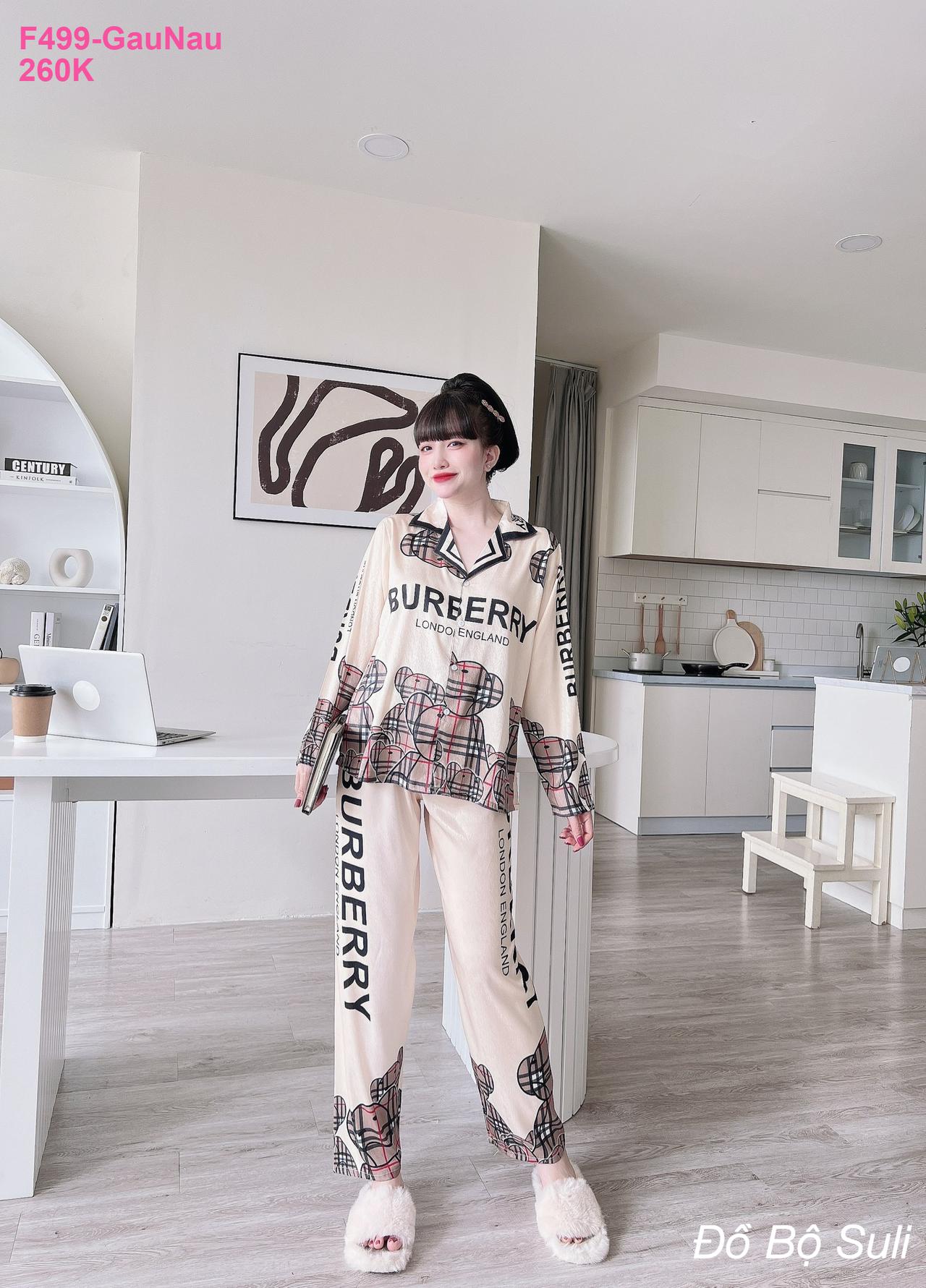 Pijama Nữ Lụa Xước Áo Tay Dài - màu 