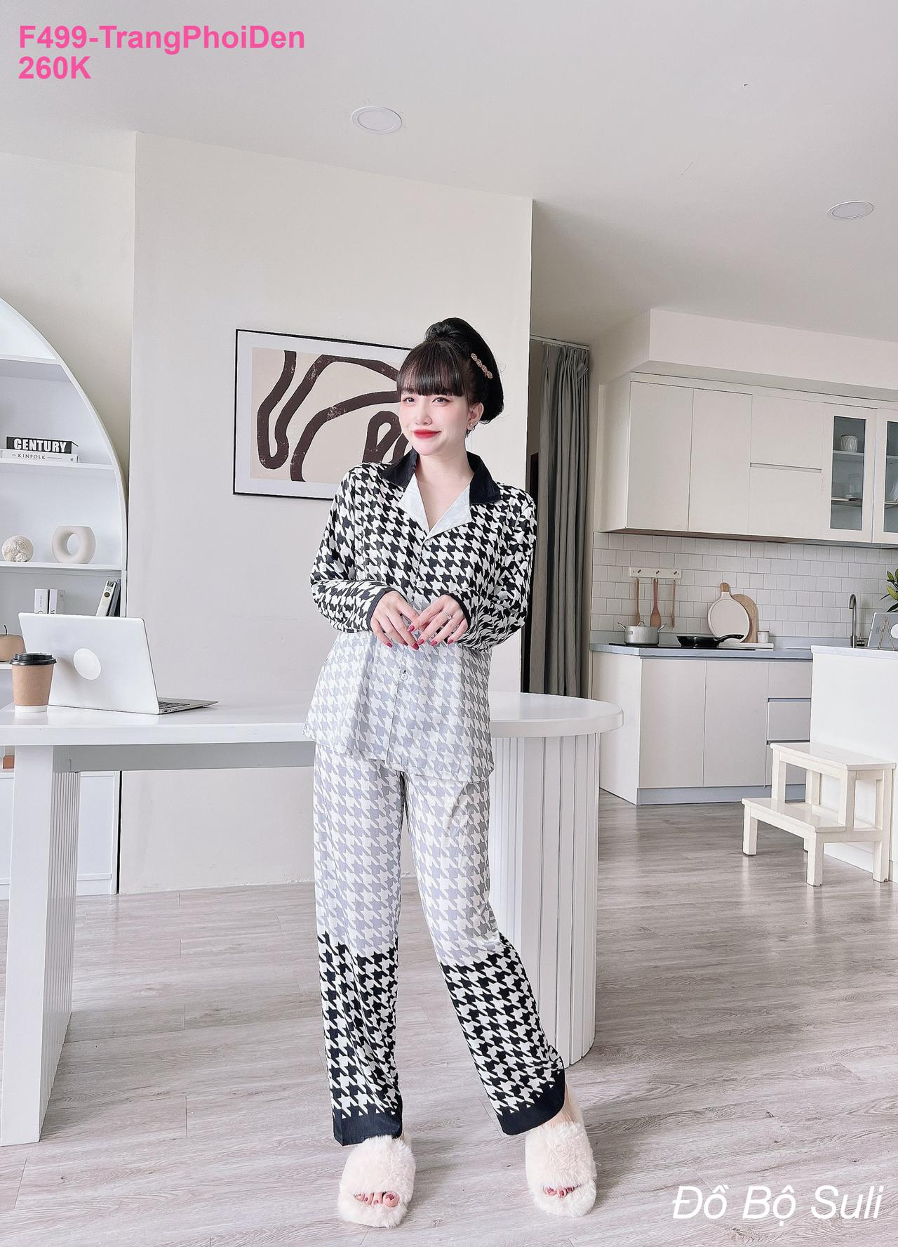 Pijama Nữ Lụa Xước Áo Tay Dài - màu 