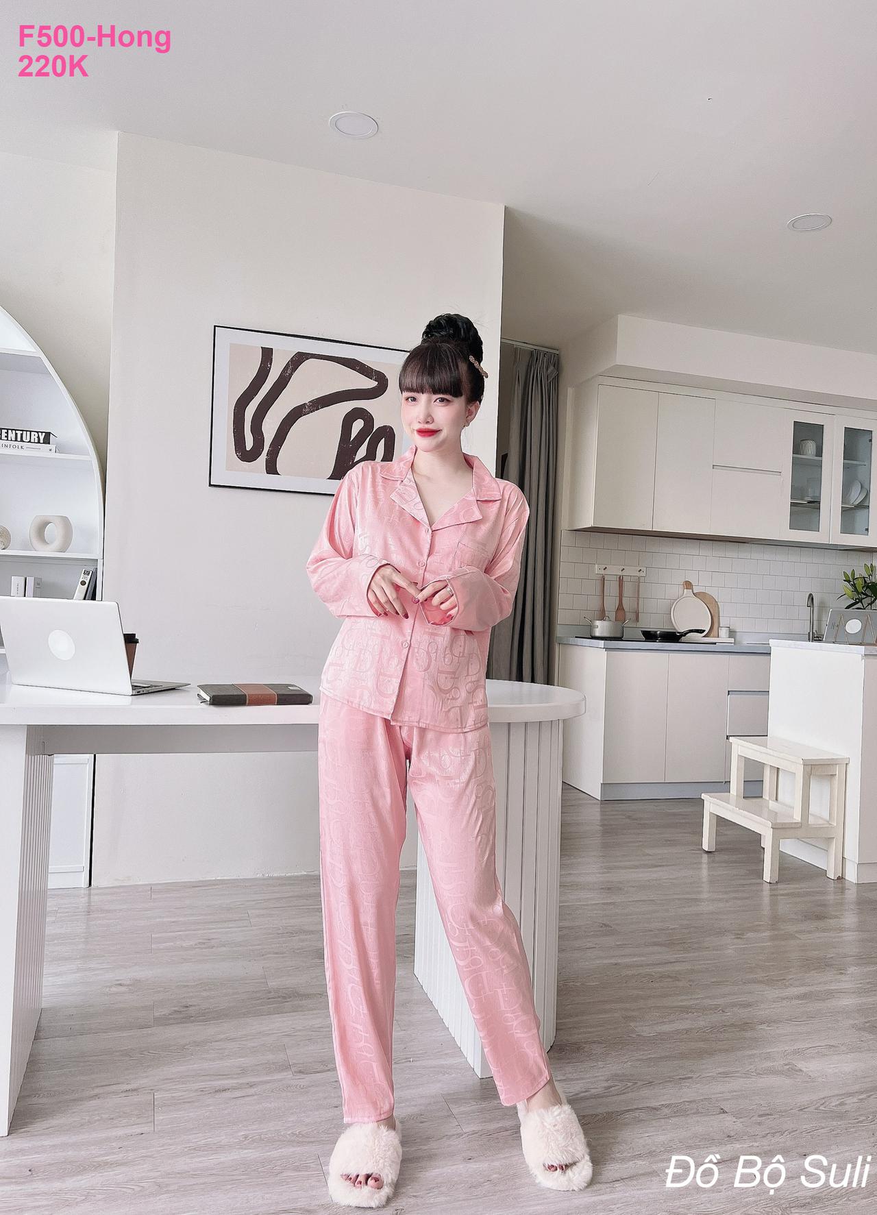 Pijama Lụa Xước Cao Cấp Áo Tay Dài - màu 