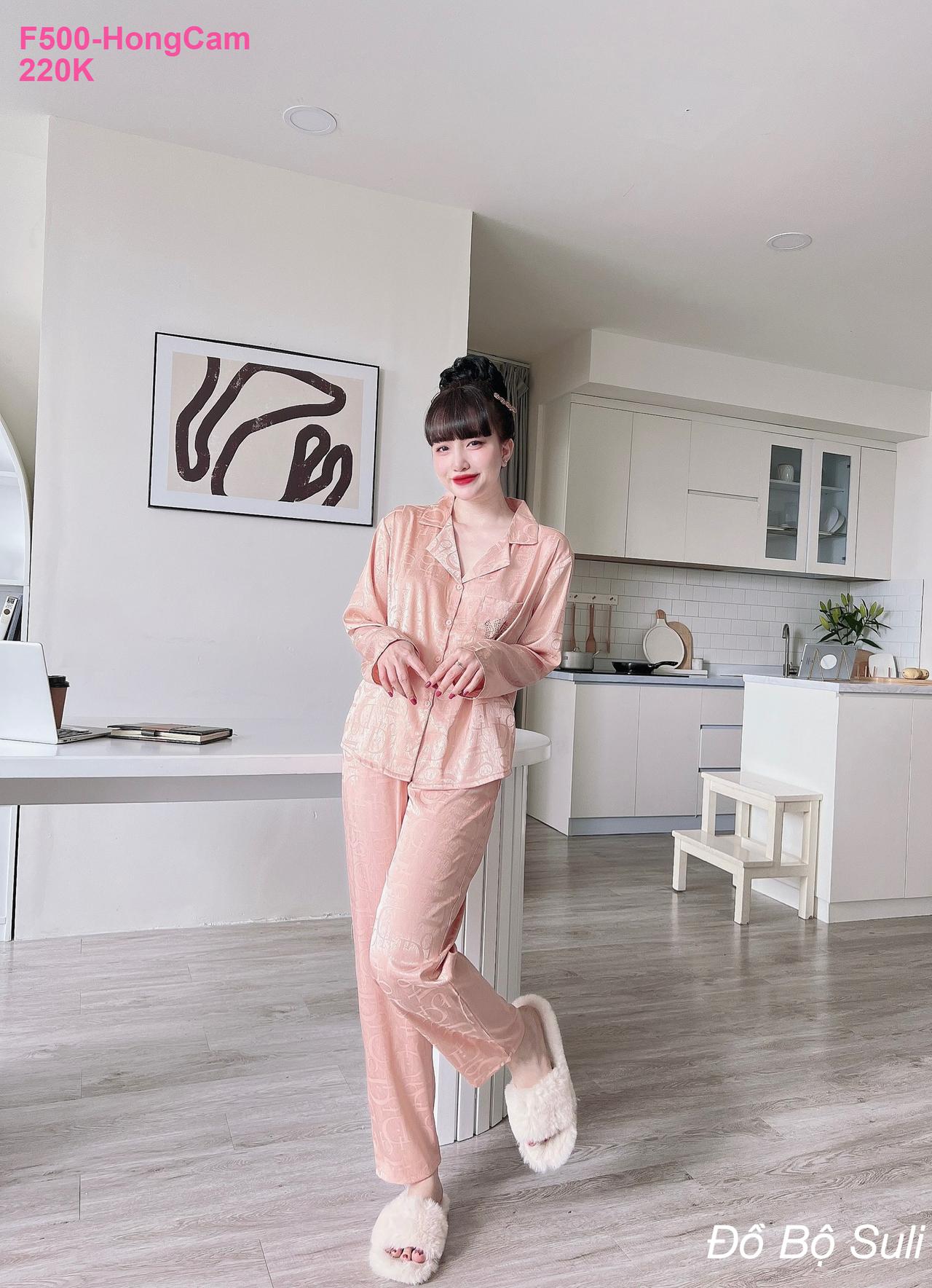 Pijama Lụa Xước Cao Cấp Áo Tay Dài - màu 