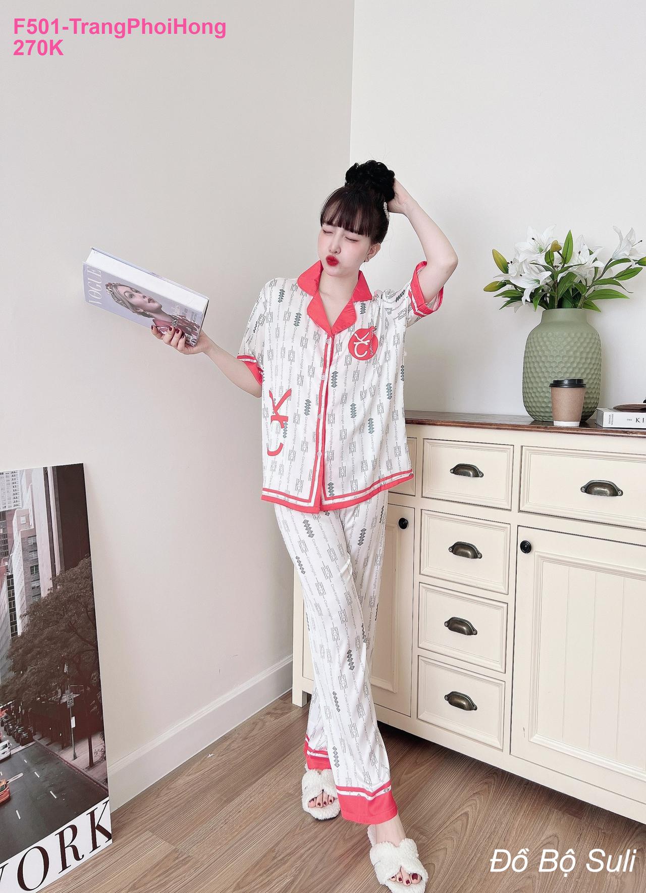 Pijama Lụa Latin Dài Hàng Thiết Kế - màu 