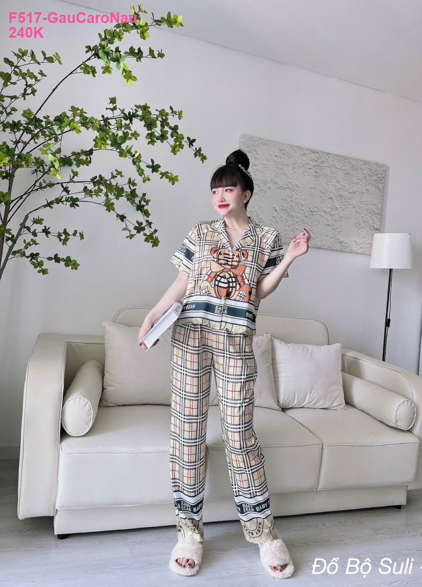 Pijama Lụa Xước Dài Hàng Thiết Kế - màu 